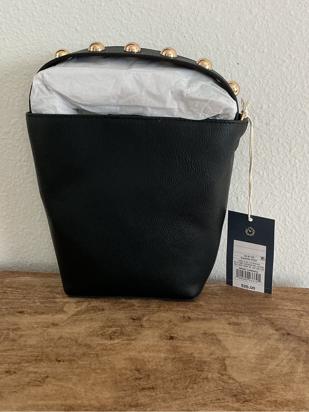 Universal Thread Black Mini Bucket Bag with Gold Stud Trim - Picture 3 of 3